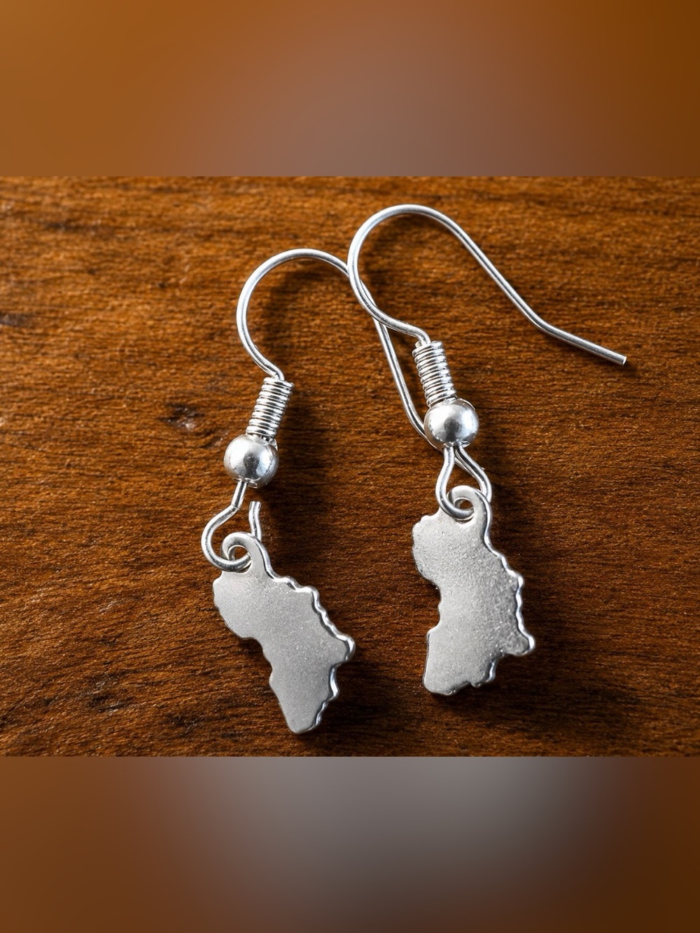 African Continent Dangle Earrings Handmade